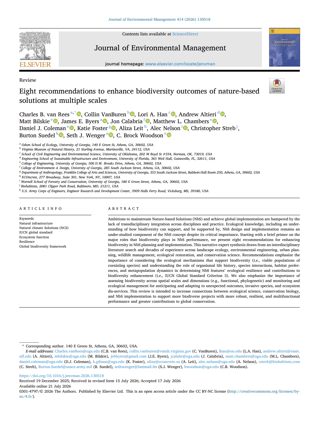 Eight Recommendations to Enhance Biodiversity Outcomes of Nature-based Solutions at Multiple Scales